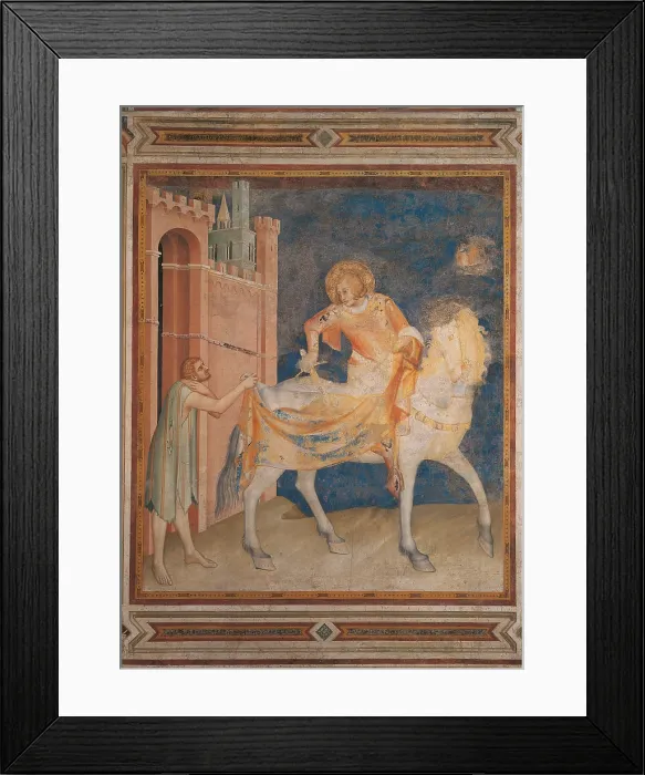 Framed Print : Scenes from the Life of St Martin Division of the Cloak, by Simone Martini, 1315 - 1316 about, 14th Century, fresco, cm 265 x 230 - Italy, Umbria, Perugia, Assisi Framed Print : Scenes from the Life of St Martin Division of the Cloak, by Simone Martini, 1315 - 1316 about, 14th Century, fresco, cm 265 x 230 - Italy, Umbria, Perugia, Assisi