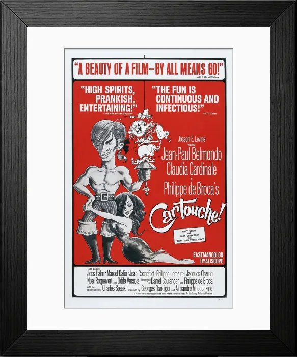 Framed Print : CARTOUCHE, US poster, from left: Jean-Paul Belmondo, Claudia Cardinale, 1962