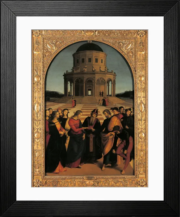 Framed Print : The Marriage of the Virgin, by Raffaello Sanzio, 1504, 16th Century, oil on panel, cm 170 x 118 - Italy, Lombardy, Milan, Brera Art Gallery. All Framed Print : The Marriage of the Virgin, by Raffaello Sanzio, 1504, 16th Century, oil on panel, cm 170 x 118 - Italy, Lombardy, Milan, Brera Art Gallery. All