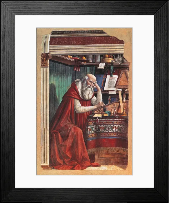 Framed Print : St Jerome, by Domenico Bigordi known as Ghirlandaio, 1449, 15th Century, fresco torn down, - Italy, Tuscany, Florence, Ognissanti Church. All