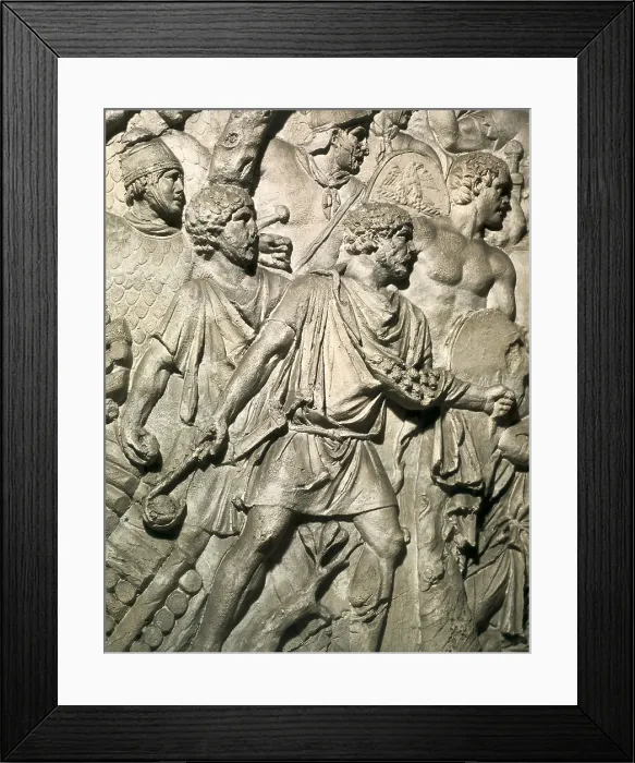 Framed Print : APOLLODORUS OF DAMASCUS (60-129). Column of Trajan. 110. ITALY. Rome. Forum of Trajan. First Dacian War. III Campaign. 'Funditores' (slingers) from the Balearic Islands