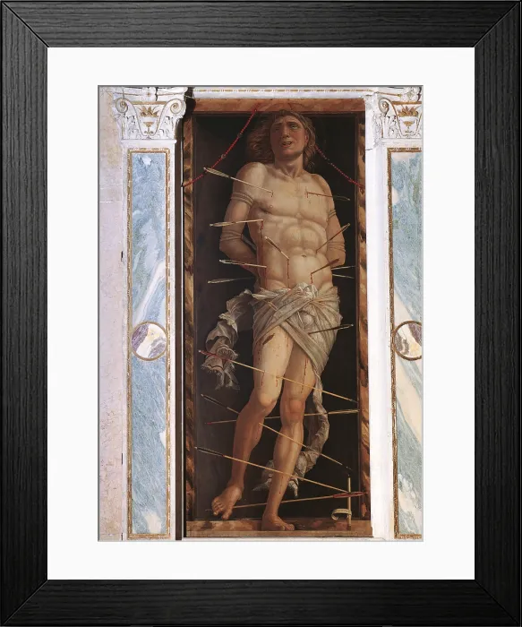 Framed Print : St Sebastian, by Andrea Mantegna, 1490 about, 15th Century, probably glue tempera on canvas, cm 210 x 91 - Italy, Veneto, Venice, Ca dOro, Franchetti Gallery. All