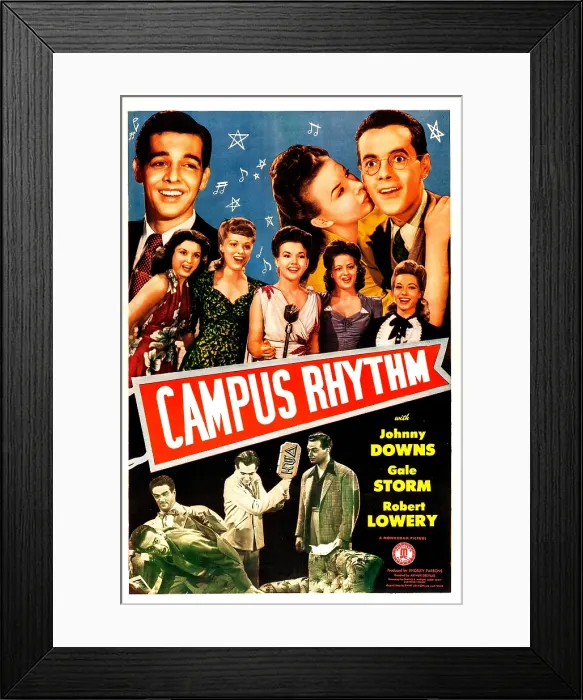 Framed Print : CAMPUS RHYTHM, US poster, top from left: Robert Lowery, Gale Storm, Johnny Downs, 1943