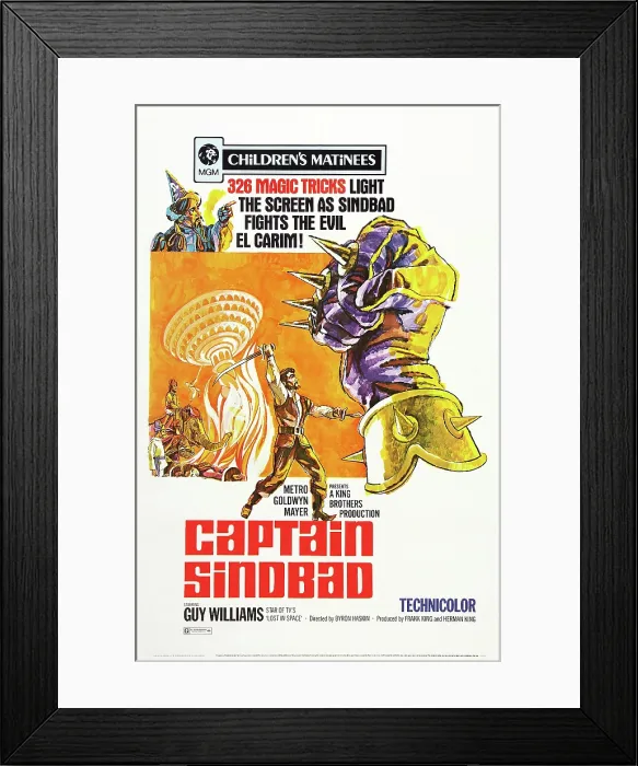Framed Print : CAPTAIN SINDBAD, US poster art, Guy Williams (arm raised), 1963 Framed Print : CAPTAIN SINDBAD, US poster art, Guy Williams (arm raised), 1963