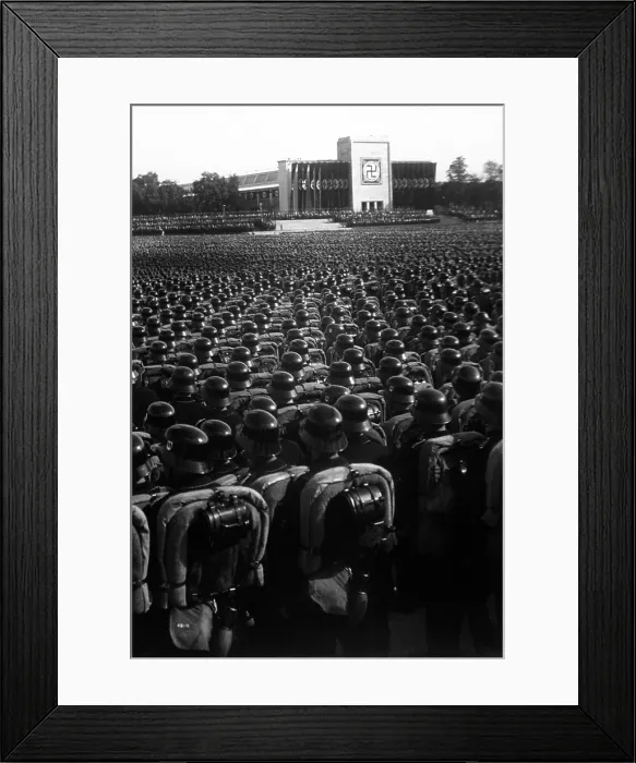Framed Print : Nazi Party rally in Nuremberg, November 9, 1935. Overview of the mass roll call of SA, SS, and NSKK troops