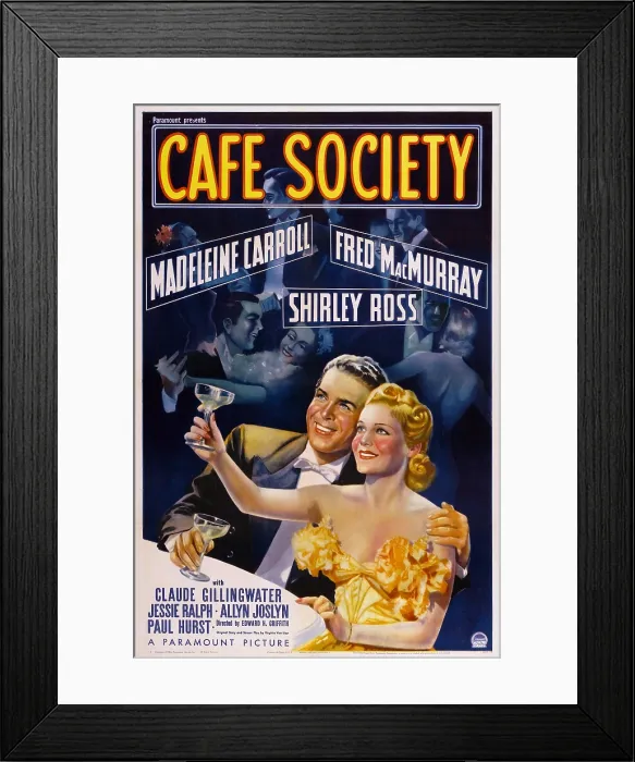 Framed Print : CAFE SOCIETY, US poster, from left: Fred MacMurray, Madeleine Carroll, 1939