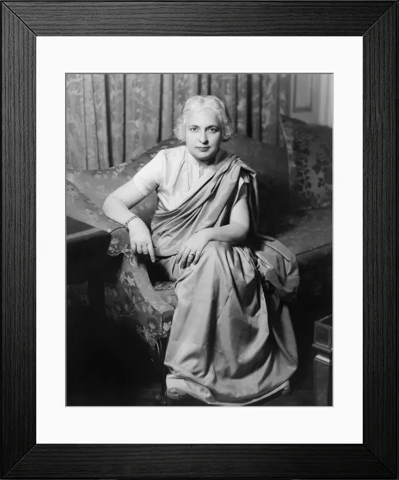 Framed Print : Madame Vijaya Lakshmi Nehru Pandit was the sister of Jawaharlal Nehru and Indian diplomat and politician