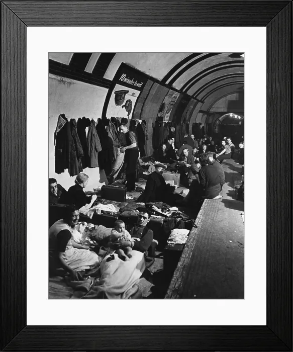 Framed Print : World War 2, Battle of Britain. Civilians in a London underground railroad tube converted into a West End bomb shelter in the during the Blitz. Ca. 1940-41. (BSLOC_2013_11_96) Framed Print : World War 2, Battle of Britain. Civilians in a London underground railroad tube converted into a West End bomb shelter in the during the Blitz. Ca. 1940-41. (BSLOC_2013_11_96)