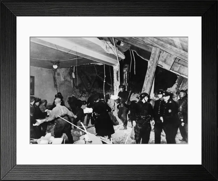Framed Print : Ruins after the assassination attempt on Hitler by 42-year-old Johann Georg Elser