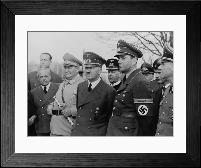 Framed Print : Adolf Hitler, flanked by Hermann Goering, and Albert Speer. Speer was Minister of Armaments and War Production. His Org Framed Print : Adolf Hitler, flanked by Hermann Goering, and Albert Speer. Speer was Minister of Armaments and War Production. His Org