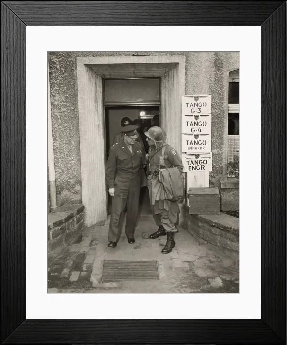 Framed Print : General Dwight Eisenhower talks with Major Gen. Matthew Ridgway, April 12, 1945 Framed Print : General Dwight Eisenhower talks with Major Gen. Matthew Ridgway, April 12, 1945