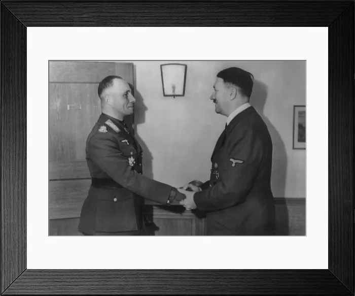 Framed Print : Adolf Hitler, shaking hands with General Erwin Rommel, March 1943
