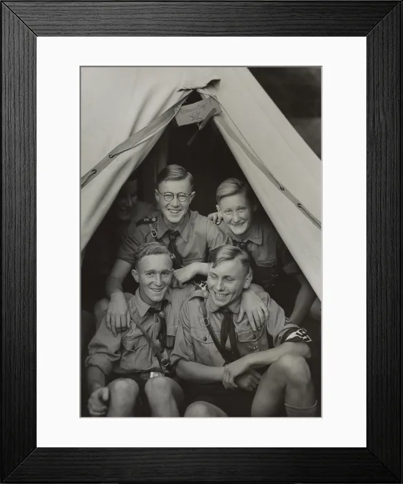 Framed Print : Teenage boys wearing Nazi uniforms boys in a tent. They were attending the 6th Annual National Days of Foreign Germans in Stuttgart in 1938 Framed Print : Teenage boys wearing Nazi uniforms boys in a tent. They were attending the 6th Annual National Days of Foreign Germans in Stuttgart in 1938