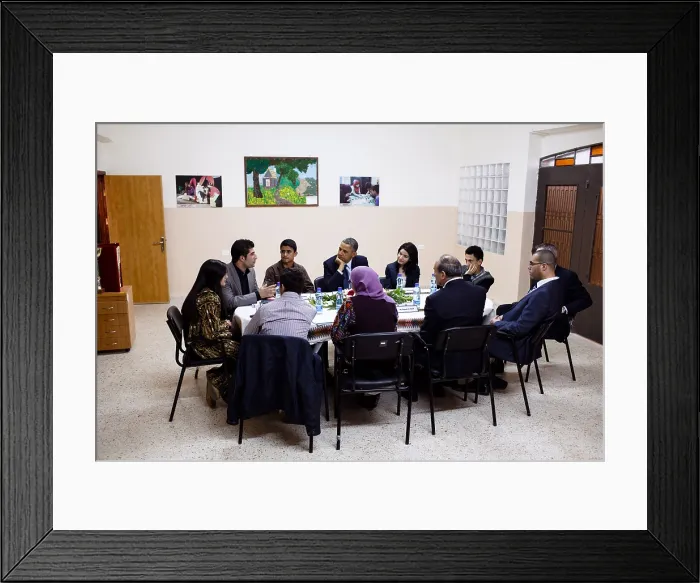 Framed Print : President Obama meets with Palestinian youth in Ramallah, the West Bank, March 21, 2013. (BSLOC_2015_13_156)