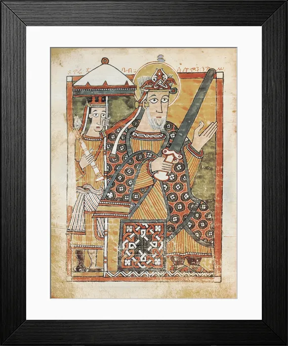 Framed Print : Portrait of Solomon. Picture of the Psalm Book from Mission Abbadie, manuscript 105, fol. 121v. African art. Miniature Painting. FRANCE. Paris. National Library. Proc: ETHIOPIA