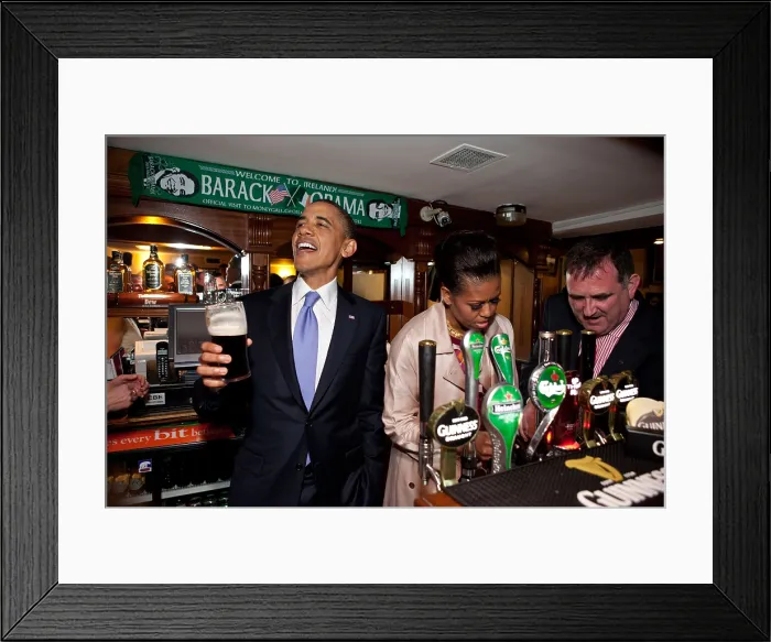 Framed Print : President Barack Obama and Michelle at Ollie Hayes pub in Moneygall, Ireland, May 23, 2011 (BSLOC_2015_3_176)