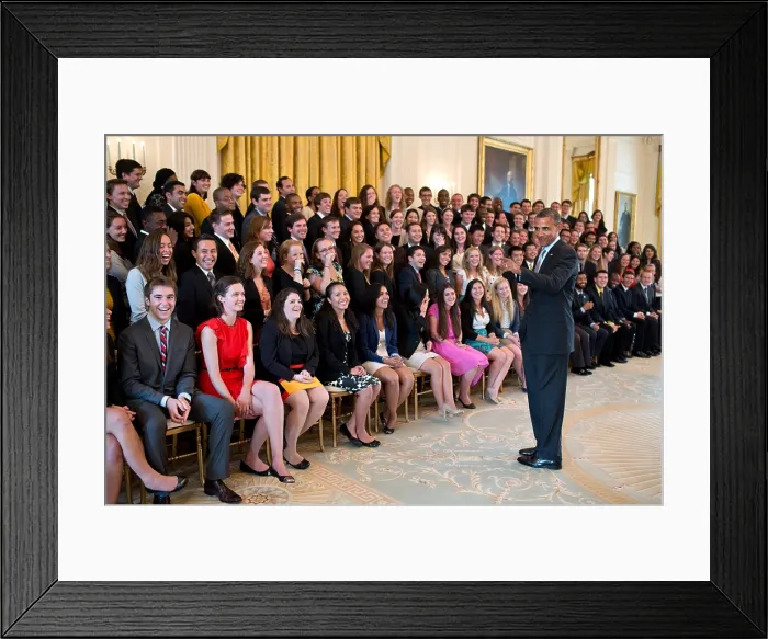 Framed Print : President Barack Obama talks to the 2012 Summer White House intern class. East Room of the White House, Aug. 7, 2012. (BSLOC_2015_3_18)