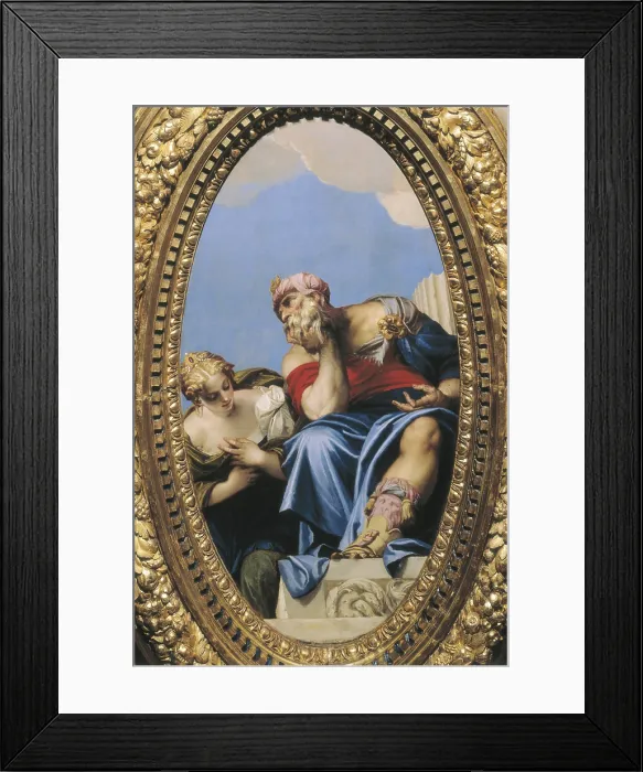 Framed Print : VERONESE, Paolo Caliari, called Paolo (1528-1588). Aged Oriental and young Woman. 1553-1554. Located in the Council Hall. Renaissance art. Cinquecento. Venetian school