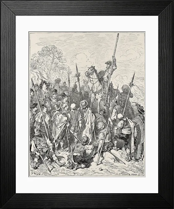 Framed Print : CERVANTES SAAVEDRA, Miguel de (1547-1616); Dore, Paul Gustave (1832-1883). Don Quixote. 1863. Illustration of chapter 27, second part. Etching. SPAIN. Barcelona Framed Print : CERVANTES SAAVEDRA, Miguel de (1547-1616); Dore, Paul Gustave (1832-1883). Don Quixote. 1863. Illustration of chapter 27, second part. Etching. SPAIN. Barcelona