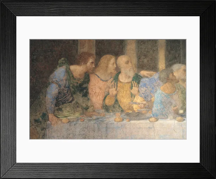 Framed Print : The Last Supper, by Leonardo da Vinci, 1495 - 1497 about, 15th Century, tempera and oil on two layers of plaster, cm 460 x 880 - Italy, Lombardy, Milan