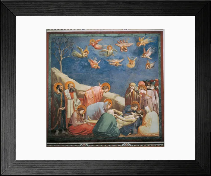 Framed Print : Stories of the Passion The Mourning over the Dead Christ, by Giotto, 1303 - 1305 about, 14th Century, fresco, cm 200 x 185 - Italy, Veneto, Padua, Scrovegni Chapel. All Framed Print : Stories of the Passion The Mourning over the Dead Christ, by Giotto, 1303 - 1305 about, 14th Century, fresco, cm 200 x 185 - Italy, Veneto, Padua, Scrovegni Chapel. All