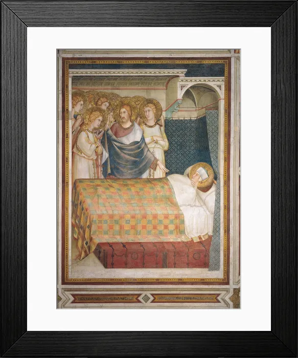 Framed Print : Scenes from the Life of St Martin The Dream of St Martin, by Simone Martini, 1315 - 1316 about, 14th Century, fresco, cm 265 x 200 - Italy, Umbria, Perugia, Assisi