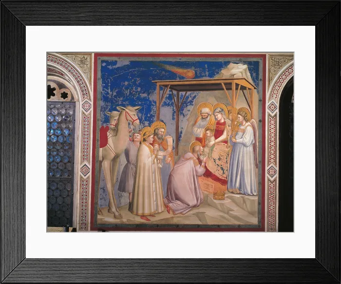 Framed Print : Stories of the Christ The Adoration of the Magi, by Giotto, 1304 - 1306 about, 14th Century, fresco, cm 200 x 185 - Italy, Veneto, Padua, Scrovegni Chapel. All