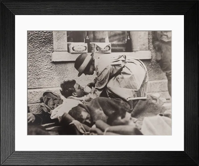 Framed Print : American Red Cross nurse aiding wounded soldiers at Montmirail, France, May 31, 1918 Framed Print : American Red Cross nurse aiding wounded soldiers at Montmirail, France, May 31, 1918