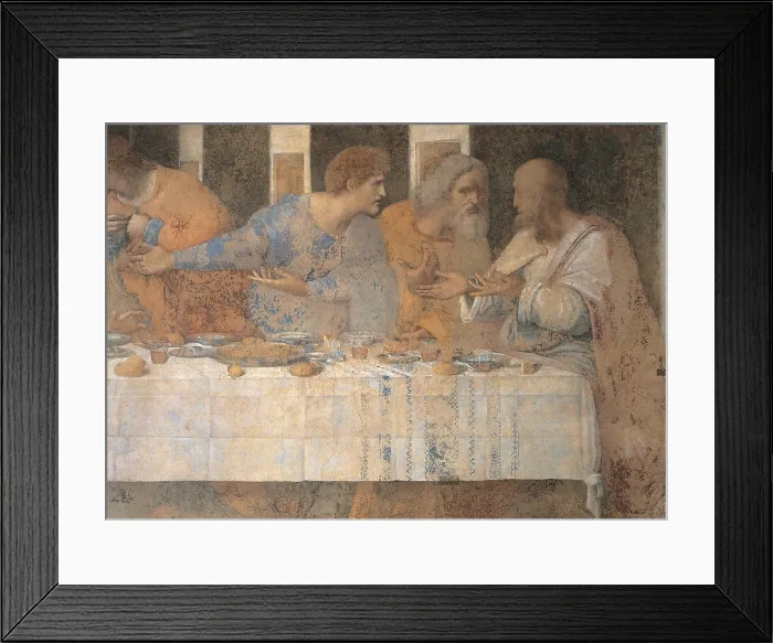 Framed Print : The Last Supper, by Leonardo da Vinci, 1495 - 1497 about, 15th Century, tempera and oil on two layers of plaster, cm 460 x 880 - Italy, Lombardy, Milan Framed Print : The Last Supper, by Leonardo da Vinci, 1495 - 1497 about, 15th Century, tempera and oil on two layers of plaster, cm 460 x 880 - Italy, Lombardy, Milan