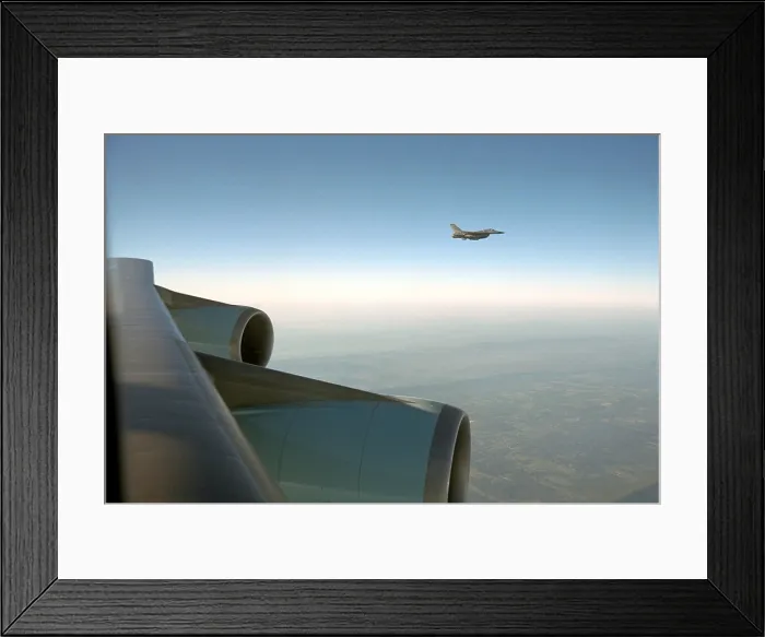 Framed Print : An F-16 escorting Air Force One from Offutt Air Force Base in Neb. to Andrews Air Force Base. Sept. 11, 2001