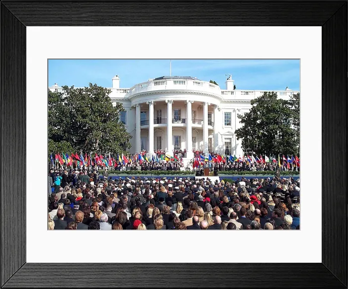Framed Print : 1, 000 people at a six-month remembrance of the 9-11 terrorist attacks at the White House. March 11, 2002