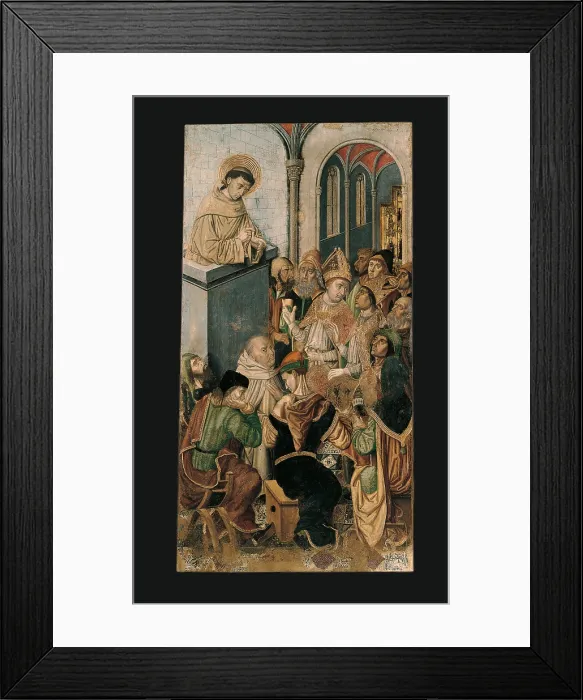 Framed Print : Sermon of St. Francis, by Master from Castelsardo, Retable of the Portiuncula, 1480 - 1520, 15th - 16th Century, board - Italy, Sardinia, Cagliari, National Gallery Framed Print : Sermon of St. Francis, by Master from Castelsardo, Retable of the Portiuncula, 1480 - 1520, 15th - 16th Century, board - Italy, Sardinia, Cagliari, National Gallery