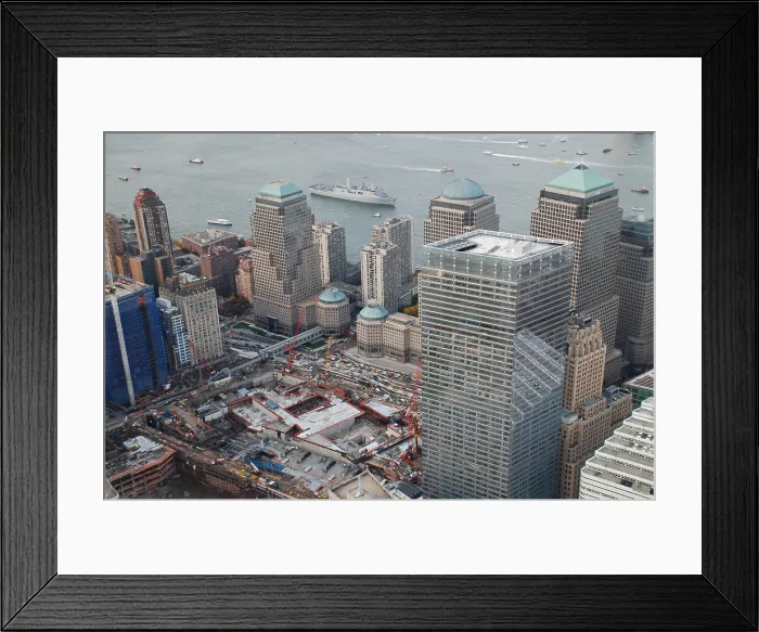 Framed Print : World Trade Center Ground Zero site under reconstruction, Nov. 2, 2009. In right foreground is the new WTC 7 Framed Print : World Trade Center Ground Zero site under reconstruction, Nov. 2, 2009. In right foreground is the new WTC 7