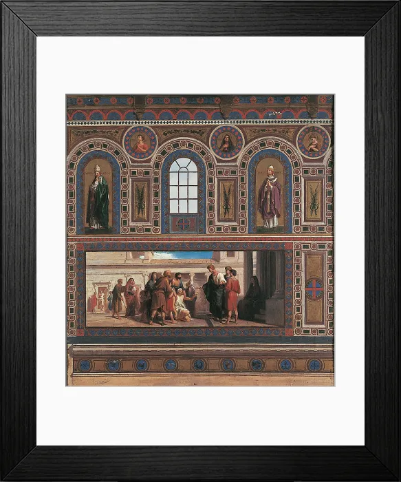 Framed Print : San Lorenzo Pantry Goods to the Poor of the Church, by Cesare Fracassini, 1866, 19th Century, oil on canvas - Italy, Lazio, Rome, Gallery of the National Accademy of Saint Lucas