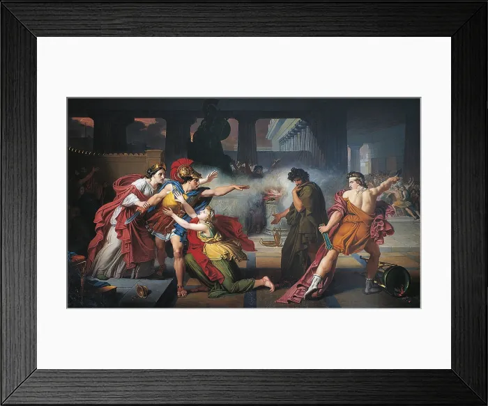 Framed Print : The Duel between Eteocles and Polynices, by Giovanni Silvagni, 1820, 19th Century, oil on canvas - Italy, Lazio, Rome, Gallery of the National Academy of Saint Lucas