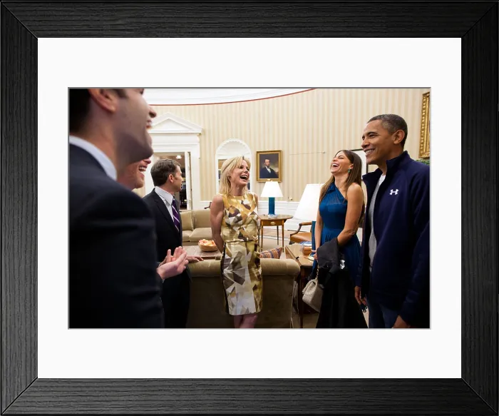 Framed Print : President Barack Obama greets cast members from ABC's sitcom Modern Family Framed Print : President Barack Obama greets cast members from ABC's sitcom Modern Family