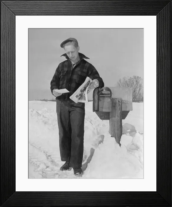 Framed Print : Collecting the rural delivery mail in Exeter, Maine. April 1947. (BSLOC_2014_13_160) Framed Print : Collecting the rural delivery mail in Exeter, Maine. April 1947. (BSLOC_2014_13_160)