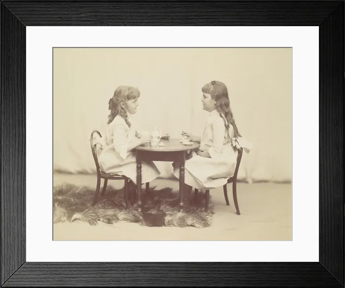 Framed Print : Little girls having a tea party, c. 1890. Frances and Ethel de Forest, were the daughters of Robert de Forest, a Connecticut Congressman from 1891 to 1895 Framed Print : Little girls having a tea party, c. 1890. Frances and Ethel de Forest, were the daughters of Robert de Forest, a Connecticut Congressman from 1891 to 1895