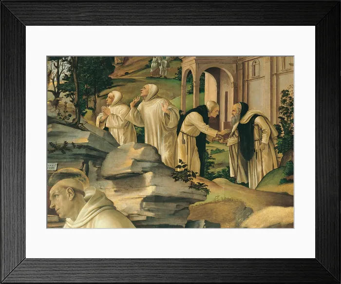 Framed Print : Apparition of the Virgin to St Bernard, by Filippino Lippi, 1479 - 1486 about, 15th Century, tempera on panel, cm 210 x 195 - Italy, Tuscany, Florence, Badia Church. Detail