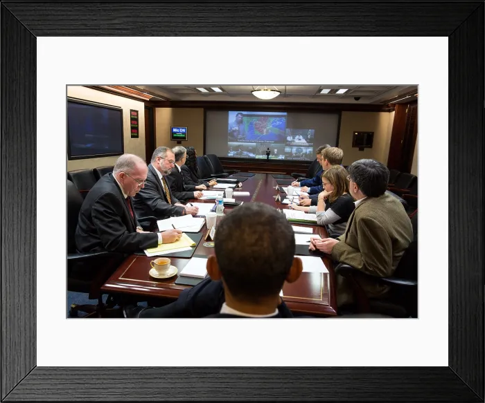 Framed Print : Situation Room of the White House, during Hurricane Sandy, Oct. 29, 2012