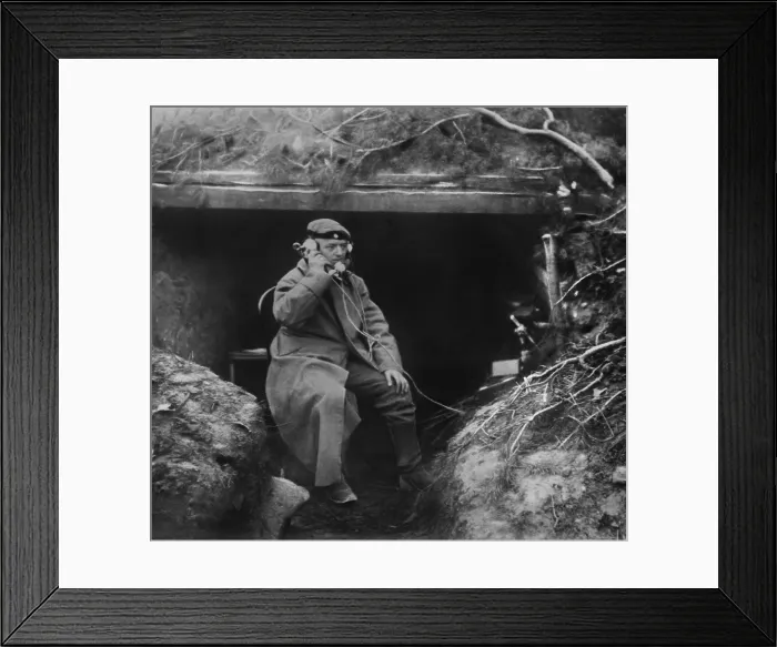 Framed Print : German trench telephone station during World War 1, 1914-1915