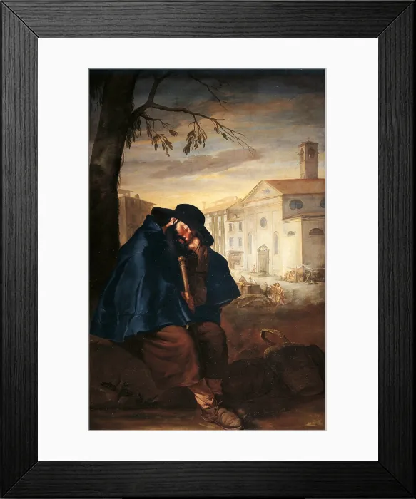 Framed Print : Pilgrim Sleeping, by Giacomo Ceruti know as Pitocchetto, 1700 - 1750 about, 18th Century, oil on canvas, cm 214 x 138 - Italy, Tuscany, Florence, Roberto Longhi Foundation. All Framed Print : Pilgrim Sleeping, by Giacomo Ceruti know as Pitocchetto, 1700 - 1750 about, 18th Century, oil on canvas, cm 214 x 138 - Italy, Tuscany, Florence, Roberto Longhi Foundation. All