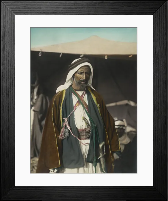 Framed Print : Auda Abu Tayeh, Bedouin chief of Howeitat tribe, fought in the WW1 Arab Revolt. T.E. Lawrence described him as the greatest fighting man in northern Arabia