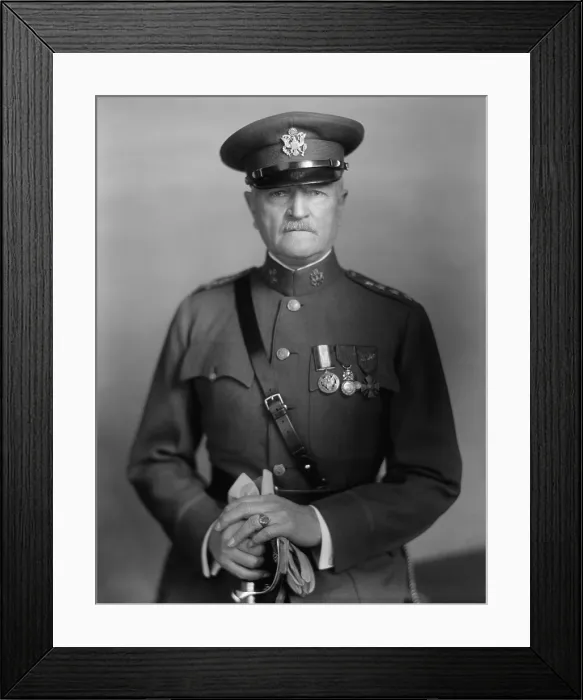 Framed Print : General John Pershing in uniform with medals, 1910-1920. His served as Commander of the American Expeditionary Force during WW1 (BSLOC_2017_1_3)