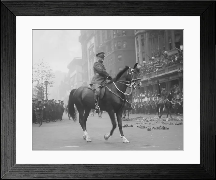 Framed Print : General John Pershing on horseback leading WWI veterans during a parade in New York City, Sept. 1919 (BSLOC_2017_1_4) Framed Print : General John Pershing on horseback leading WWI veterans during a parade in New York City, Sept. 1919 (BSLOC_2017_1_4)