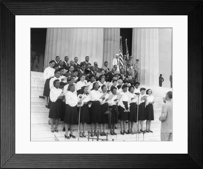 Framed Print : African-American choir performing at the 38th NAACP conference at the Lincoln Memorial. June 29, 1947. - (BSLOC_2014_15_115) Framed Print : African-American choir performing at the 38th NAACP conference at the Lincoln Memorial. June 29, 1947. - (BSLOC_2014_15_115)