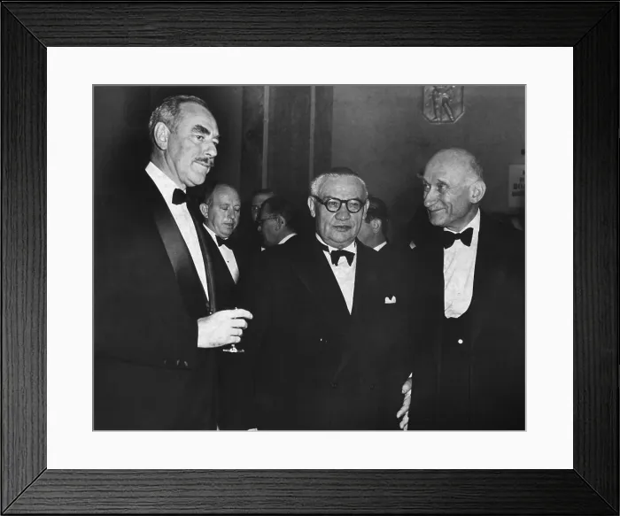 Framed Print : Dean Acheson, Ernest Bevin, and Robert Schuman (right), at the Waldorf Astoria Hotel