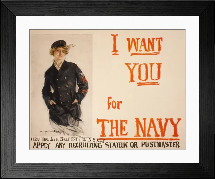 Framed Print : I WANT YOU FOR THE NAVY. American World War 1 recruiting poster by Howard Chandler Christy, 1917 (BSLOC_2017_1_49)