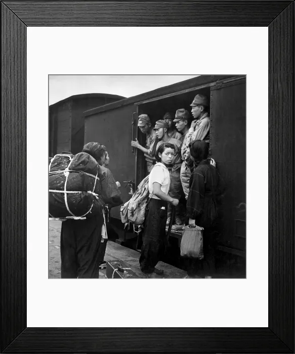 Framed Print : Demobilized Japanese soldiers crowd trains at Hiroshima on way to homes. Civilian women wait to board an already crowded boxcar in September 1945 Framed Print : Demobilized Japanese soldiers crowd trains at Hiroshima on way to homes. Civilian women wait to board an already crowded boxcar in September 1945