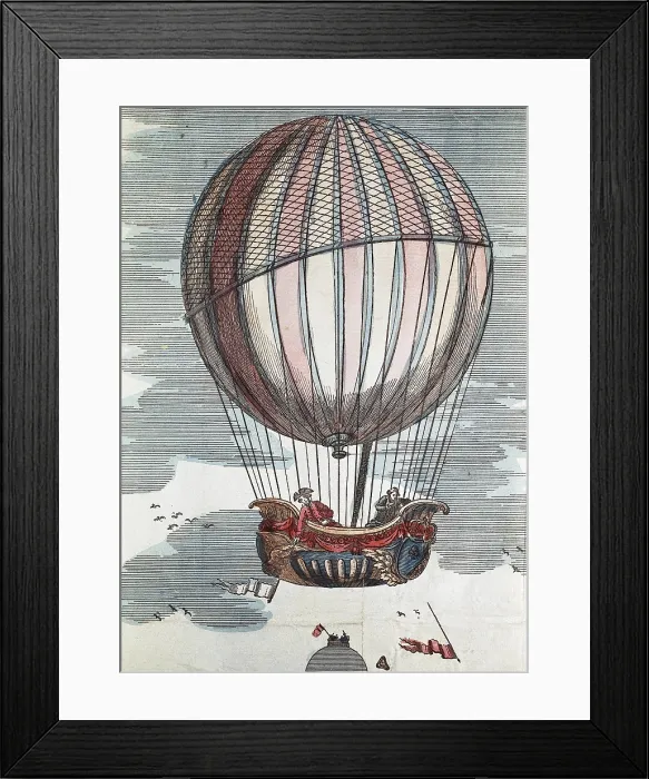Framed Print : Hot-air balloon. 18th c. Engraving. - BeBa / Iberfoto / Everett Collection (549135)**US SALES ONLY**